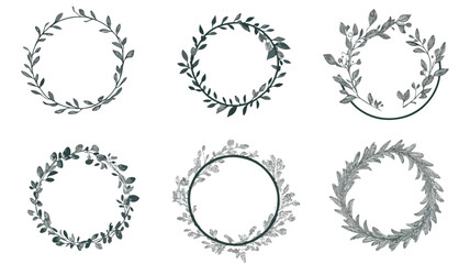 Elegant Floral and Laurel Frames Collection on White Background