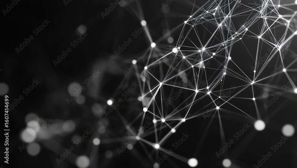 Poster abstract network of interconnected points and lines. a complex, digitally generated image showcasing