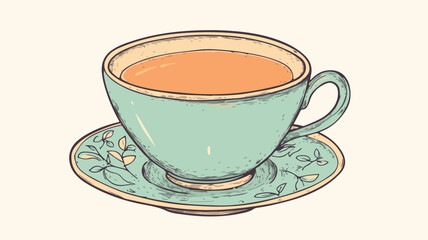 Charming Vintage Cartoon Tea Cup Illustration for Creative Design Projects