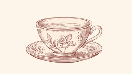 Charming Vintage Cartoon Tea Cup Illustration for Creative Design Projects