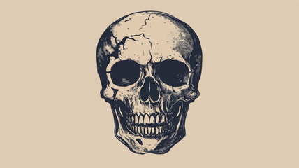 Vintage Skull Illustration T-Shirt Design: Dark and Edgy Graphic Tee Print for Apparel