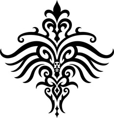 dragon, tribal, tattoo,  flowers, vine, leave vector design