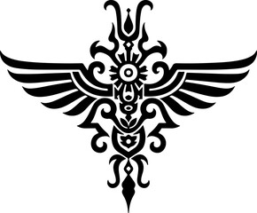 dragon, tribal, tattoo,  flowers, vine, leave vector design