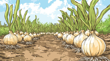 Vibrant Cultivated Onions in Lush Natural Setting