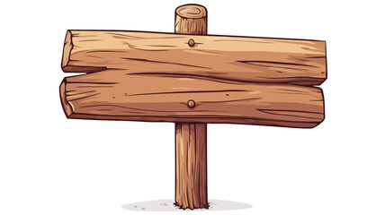 Rustic Wooden Sign Vector Illustration on Clean White Background
