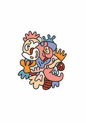 Abstract Colorful Geometric Shape on White, Artistic Illustration