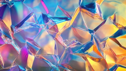 Abstract fractured iridescent crystals