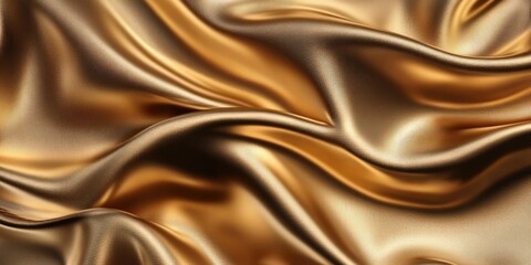 Fototapeta premium Gold silk fabric drapes in flowing folds