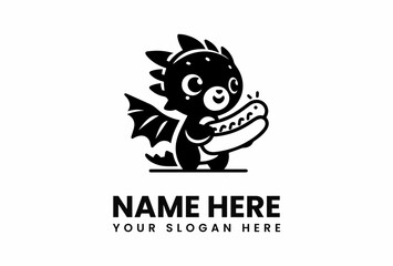 Playful DragonBear Mascot Holding a Delicious Hot Dog Ready to Eat.