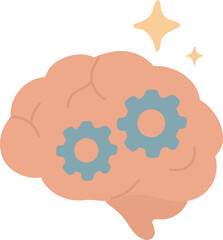 Brain with Gears and Sparkles.Brain with gears and sparkles symbolizing clear focus and planning.