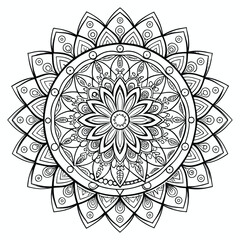 Detailed Mandala Illustration for Coloring Book or Relaxation Therapy Design