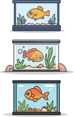Cartoon fish tank illustration material
