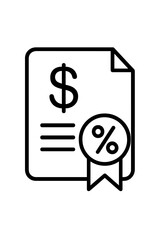 Invoice document with dollar sign and percentage symbol illustration  
