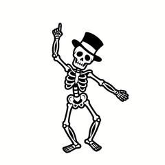 Funny Dancing Skeleton in Top Hat for Spooky Halloween Fun