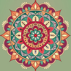Intricate Mandala Design with Floral and Geometric Elements in Purple and Gold
