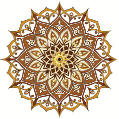 Elegant Golden Mandala Design with Intricate Details and Symmetrical Patterns