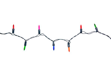String of christmas lights isolated on white background With clipping path