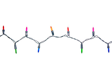 String of christmas lights isolated on white background With clipping path