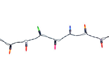 String of christmas lights isolated on white background With clipping path
