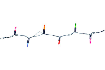 String of christmas lights isolated on white background With clipping path