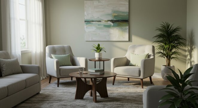 Cozy Counseling Setup with Two Chairs in a Calm Living Room