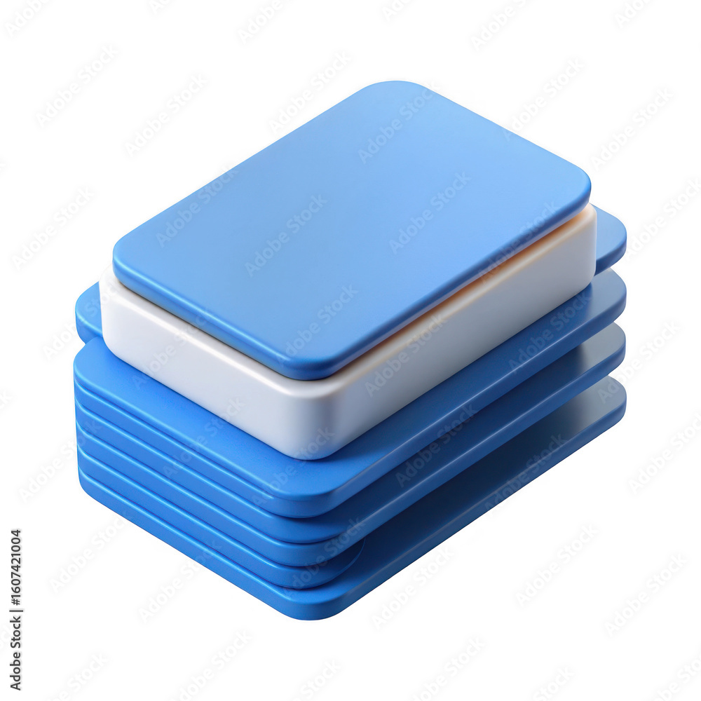 Aufkleber 3d stack of blue and white rectangular pads isolated on transparent background