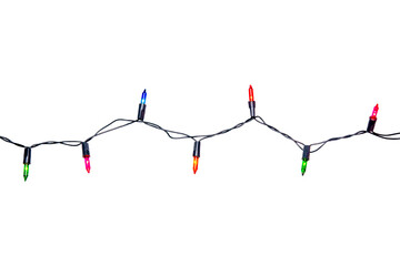 String of christmas lights isolated on white background With clipping path