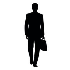 Businessman silhouette walking with briefcase in formal outfit