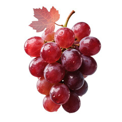 Fototapeta premium Fresh bunch of red grapes isolated on transparent background
