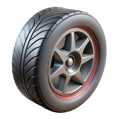 Obraz premium 3d racing tire with silver rim isolated on transparent background