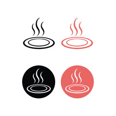 Four Steam Icons with Plate and Circle Backgrounds