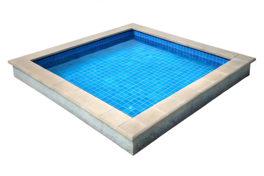 Square swimming pool blue water isolated on a transparent background