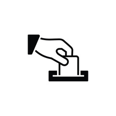 Hand Inserting Ballot Into Voting Box Black Icon election