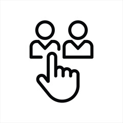 Hand Pointing at Two Person Icons Black Graphic finger