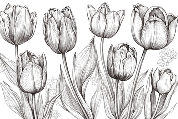 Flower tattoo line art design element vector and illustration