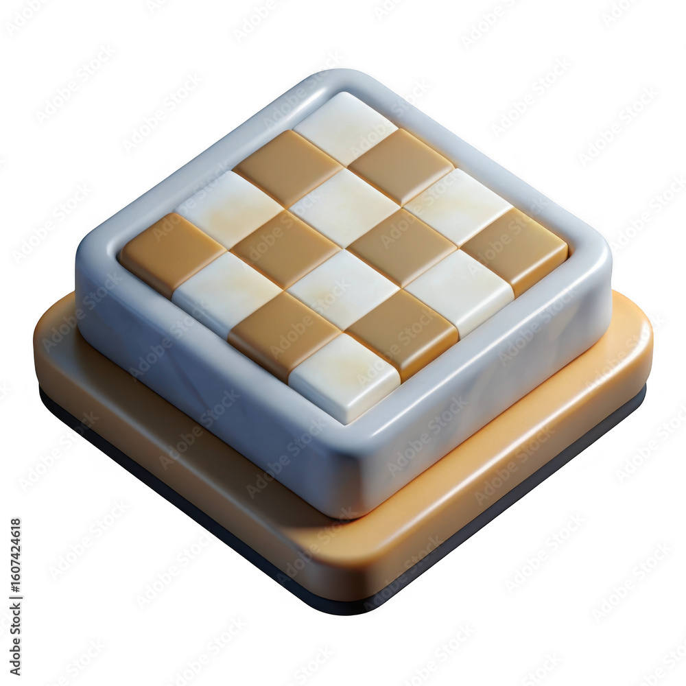 Poster 3d chessboard patterned soap bar isolated on transparent background