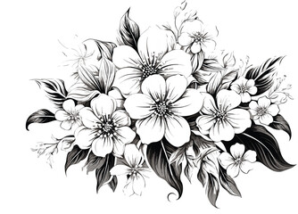 Flower tattoo line art design element vector and illustration