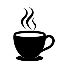 Coffee Cup With Steam Silhouette Vector Flat Clean