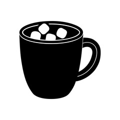 Hot Chocolate Mug With Marshmallows Silhouette Vector