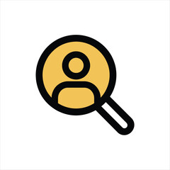Person Icon Inside Magnifying Glass with Black Outline