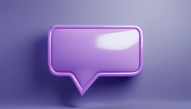 blank message notification violet speech bubble social media concept and online communication 3d rendering