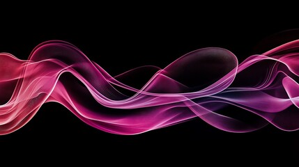 Abstract pink and purple gradient wave pattern on a black background design
