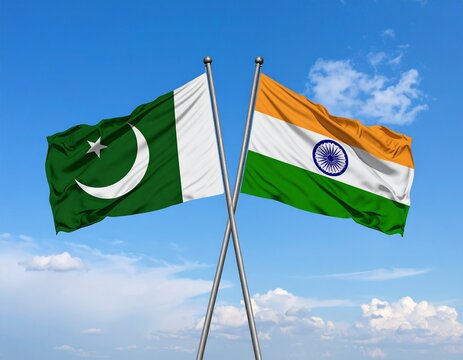 Pakistan and India Flags - Symbolizing Bilateral Relations