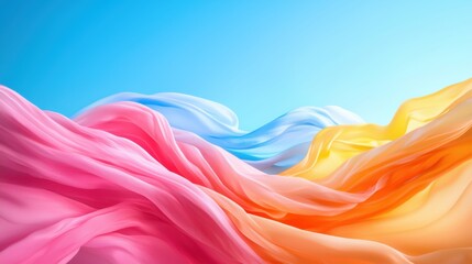 Abstract Flowing Fabric in Vibrant Pink, Blue, and Orange Waves