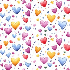 Colorful Heart Pattern with Vibrant Shapes on White Background