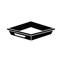 Black and White Square Tray Icon.