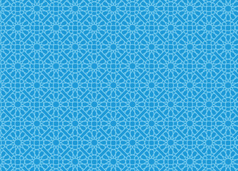 Arabian Geometric Seamless Pattern Blue Background Tile Design Islamic Ornament