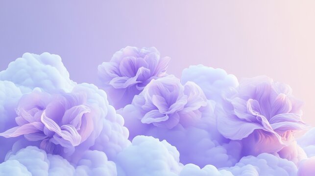 Fototapeta A whimsical purple wallpaper with floating lavender clouds and soft pastel tones 