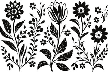 Flower tattoo line art design element vector and illustration