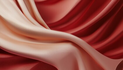 3d render red cloth with beige luxury silk modern mockup with wave folded cloth beauty wallpaper product presentation background